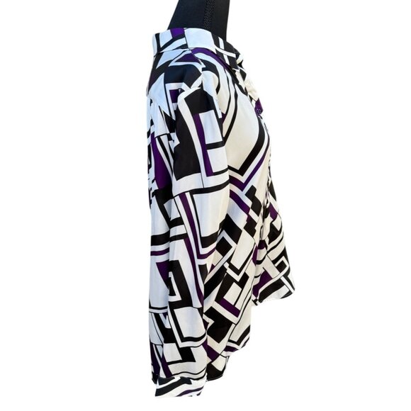 Lauren Ralph Lauren Womens Geometric Print Button-Up Blouse XL Office Old Money - Picture 4 of 12